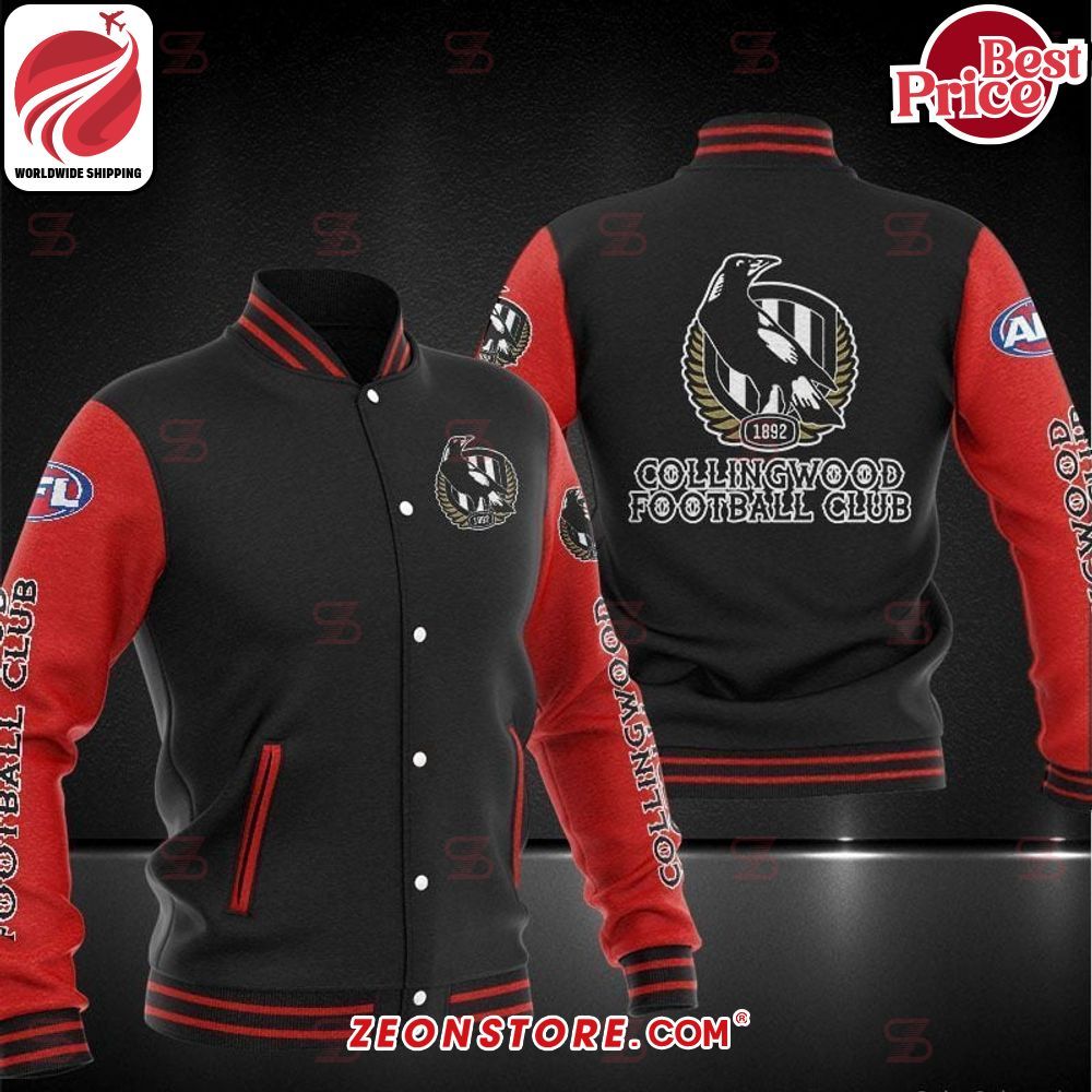 AFL Collingwood Football Club Red Black Baseball Jacket