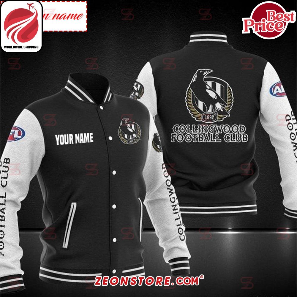 Collingwood Football Club Custom Black Baseball Jacket