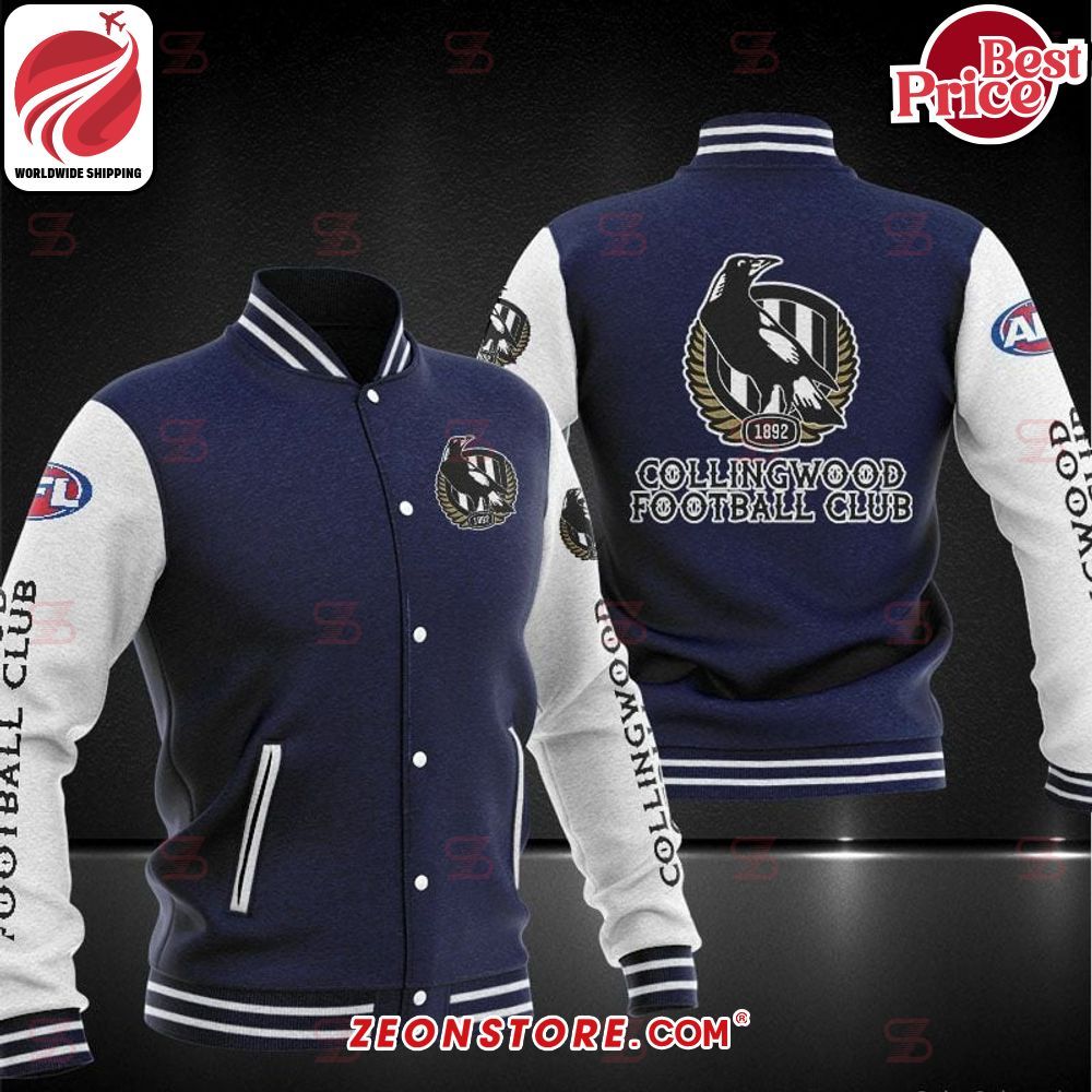 Collingwood Football Club Custom Navy Baseball Jacket