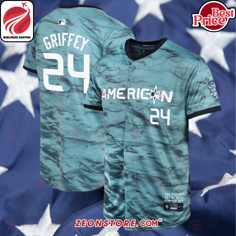 Ken Griffey Jr. American League Nike Youth 2023 MLB All-Star Game Teal Baseball Jersey
