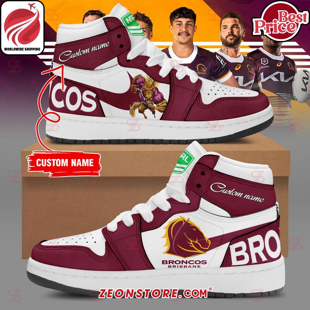 NRL Brisbane Broncos Custom Air Jordan High Top Sneaker