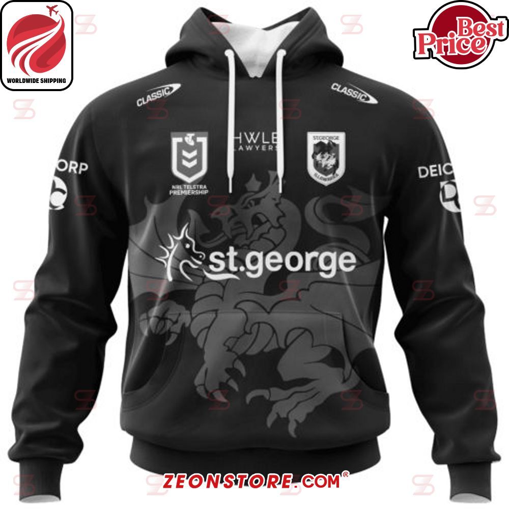 NRL St George Illawarra Dragons Special Monochrome Shirt Hoodie