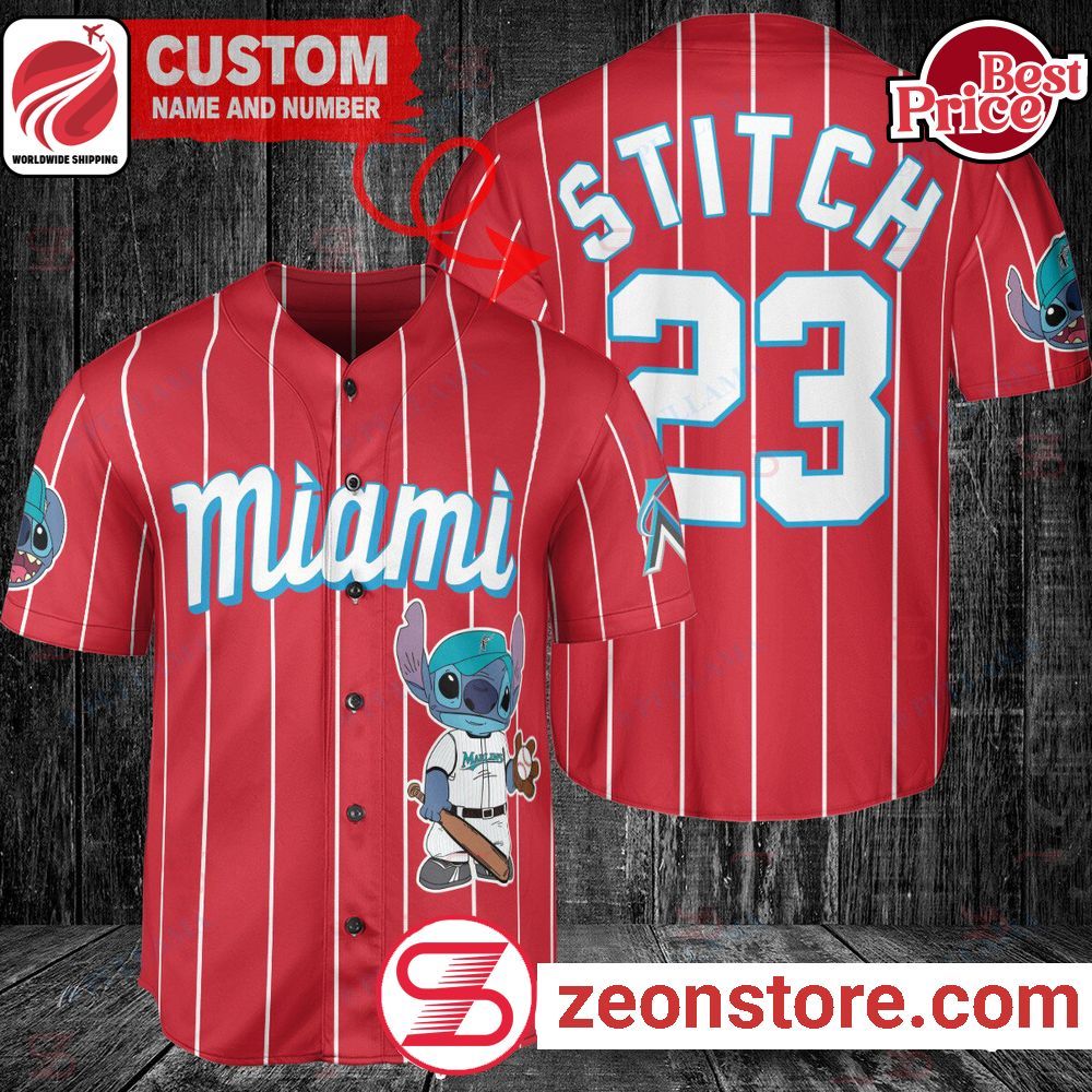 Personalized Miami Marlins Stitch Baseball Jersey