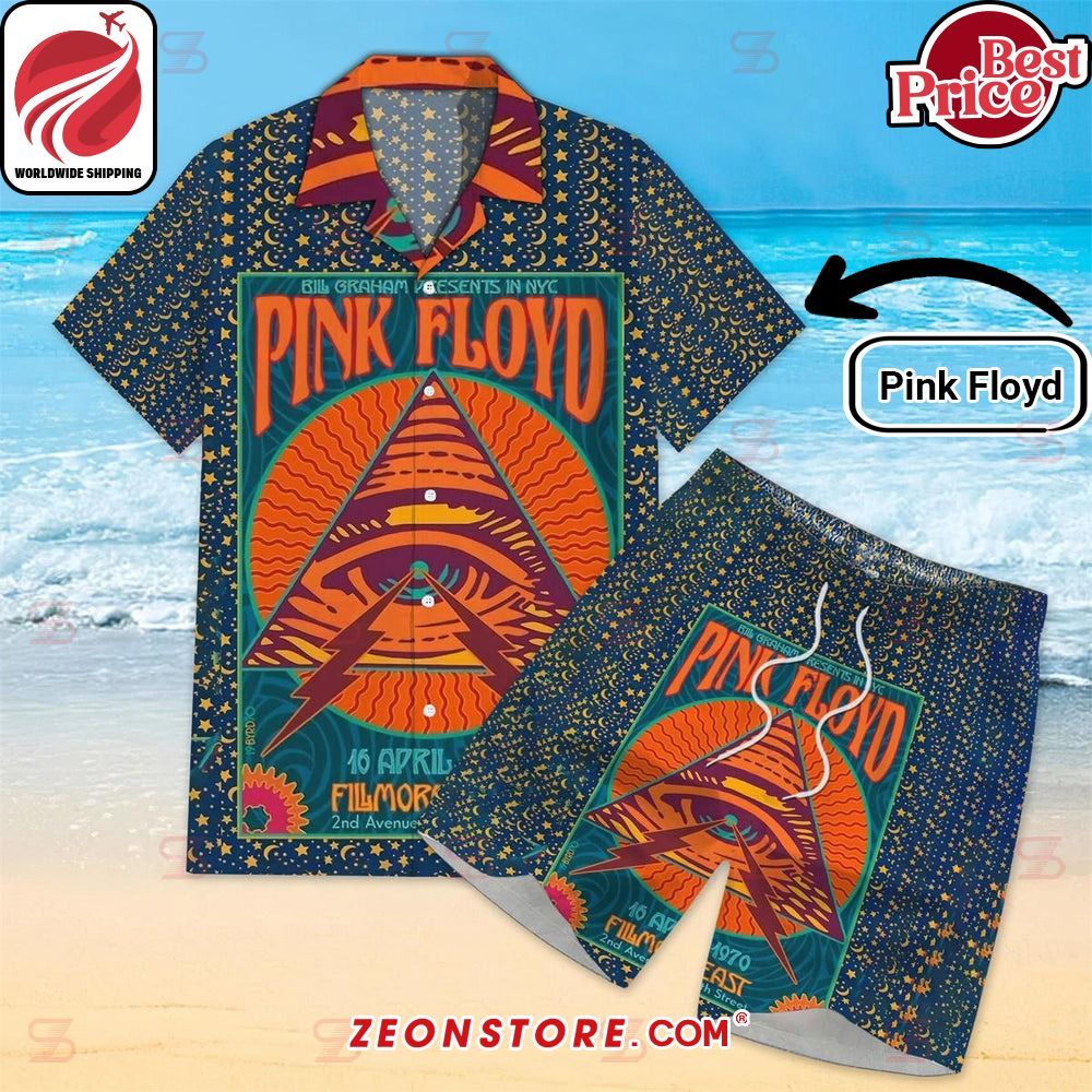 Pink Floyd Concert Fillmore East NYC 1970 Hawaiian Shirt Short