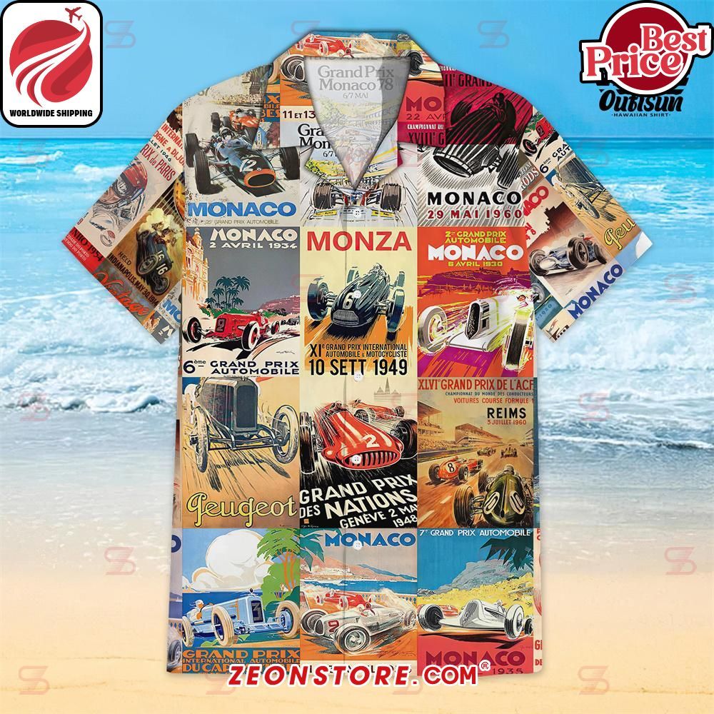 Racing Collage Summer Hawaiian Shirt Short