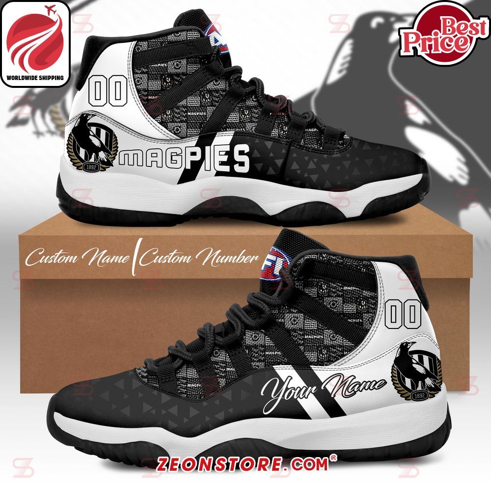 Collingwood Magpies Custom Air Jordan 11 Shoes