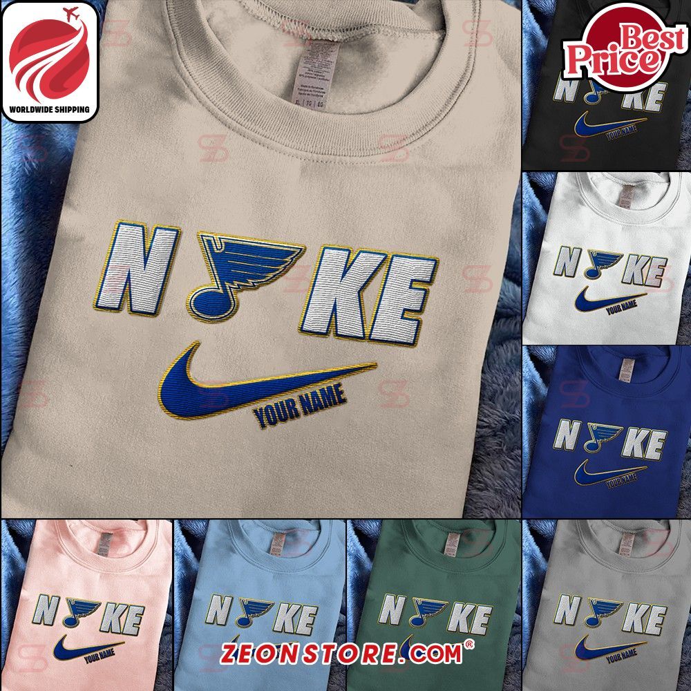 St Louis Blues Nike Embroidered Shirt Hoodie