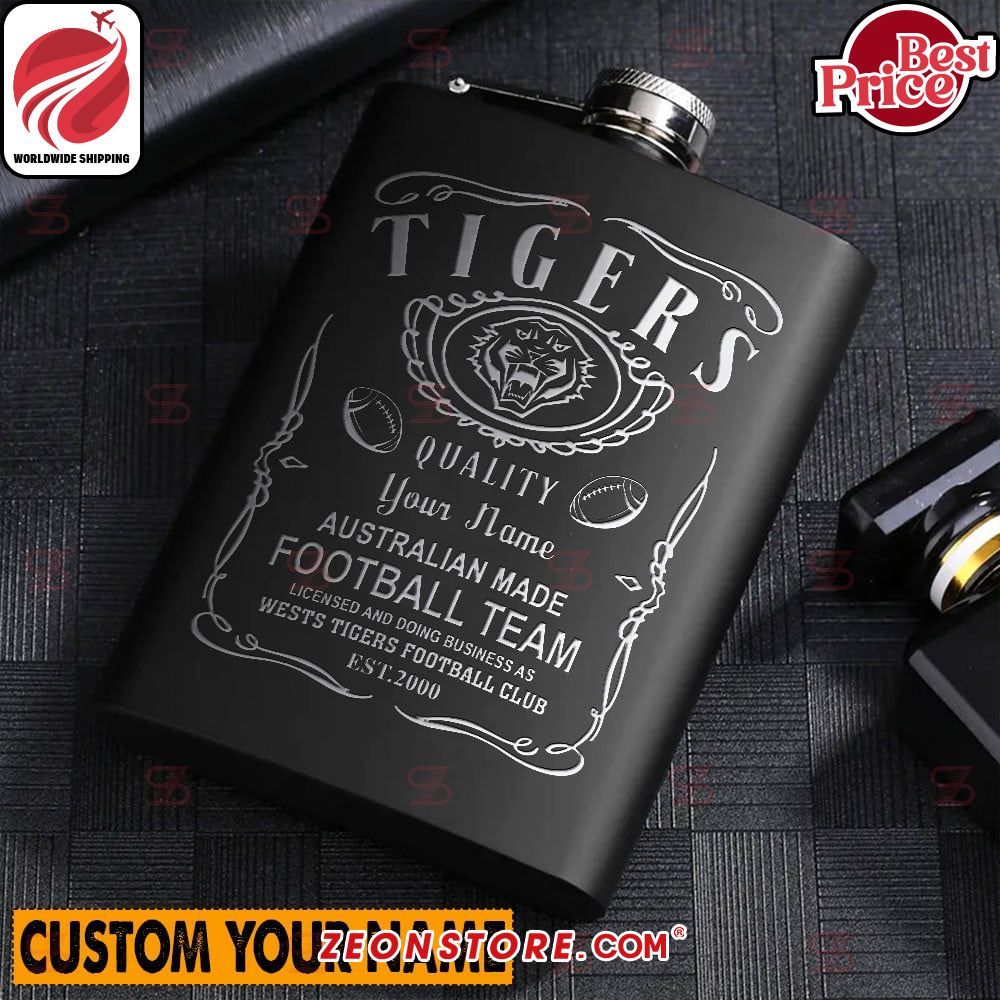 Wests Tigers Quality Your Name Australian Made Football Team Hip Flask