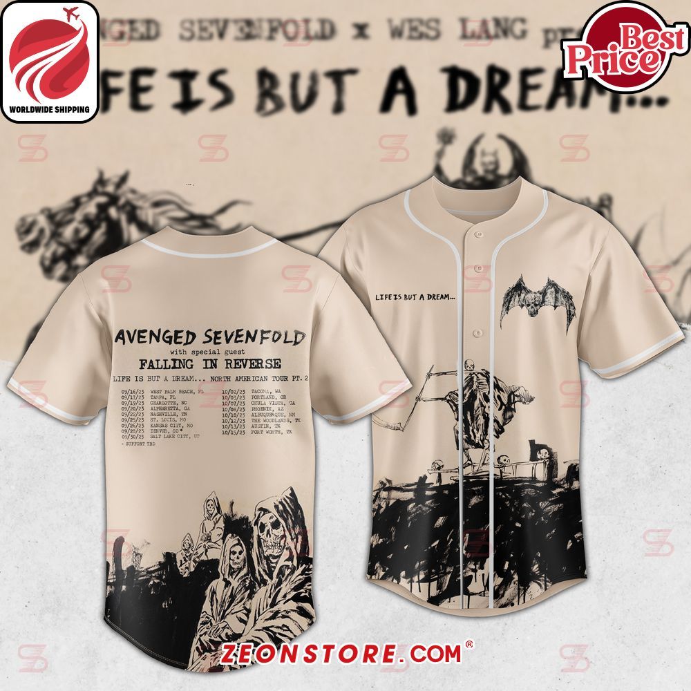 Avenged Sevenfold Life Is But a Dream Tour Baseball Jersey
