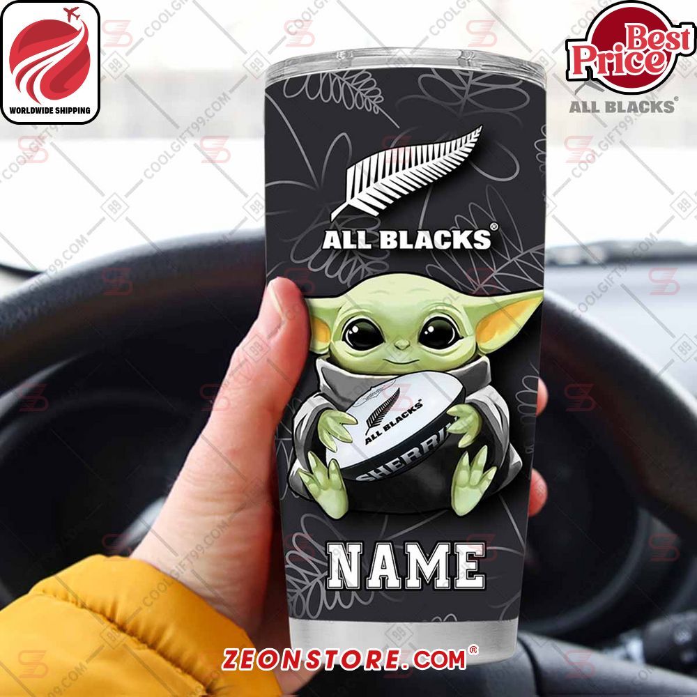 Baby Yoda Rugby World Cup 2023 New Zealand All Blacks Custom Tumbler