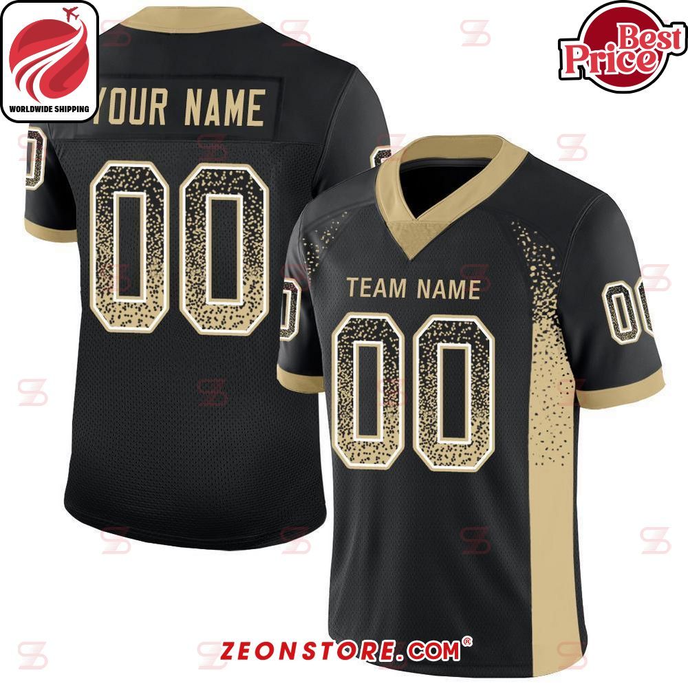 Black Vegas Gold White Custom Football Jersey