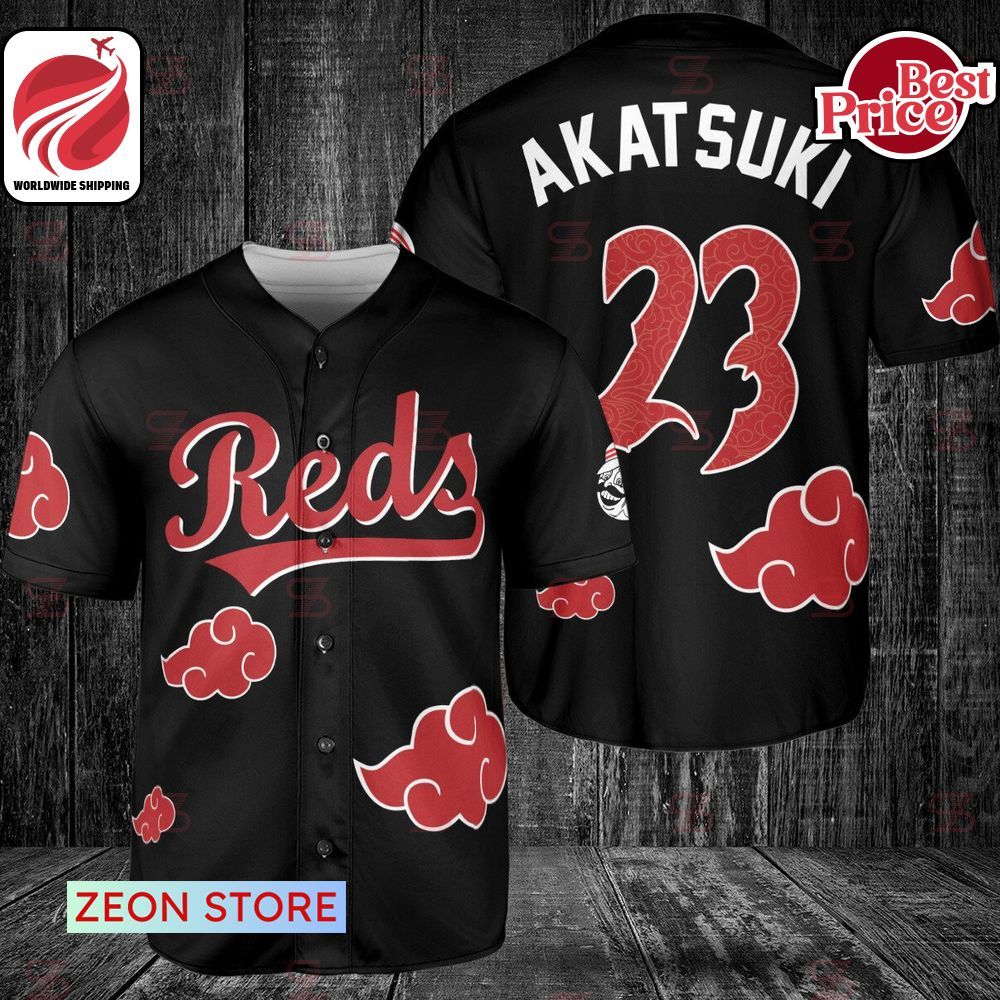 Cincinnati Reds Anime Naruto Akatsuki Cloud Baseball Jersey