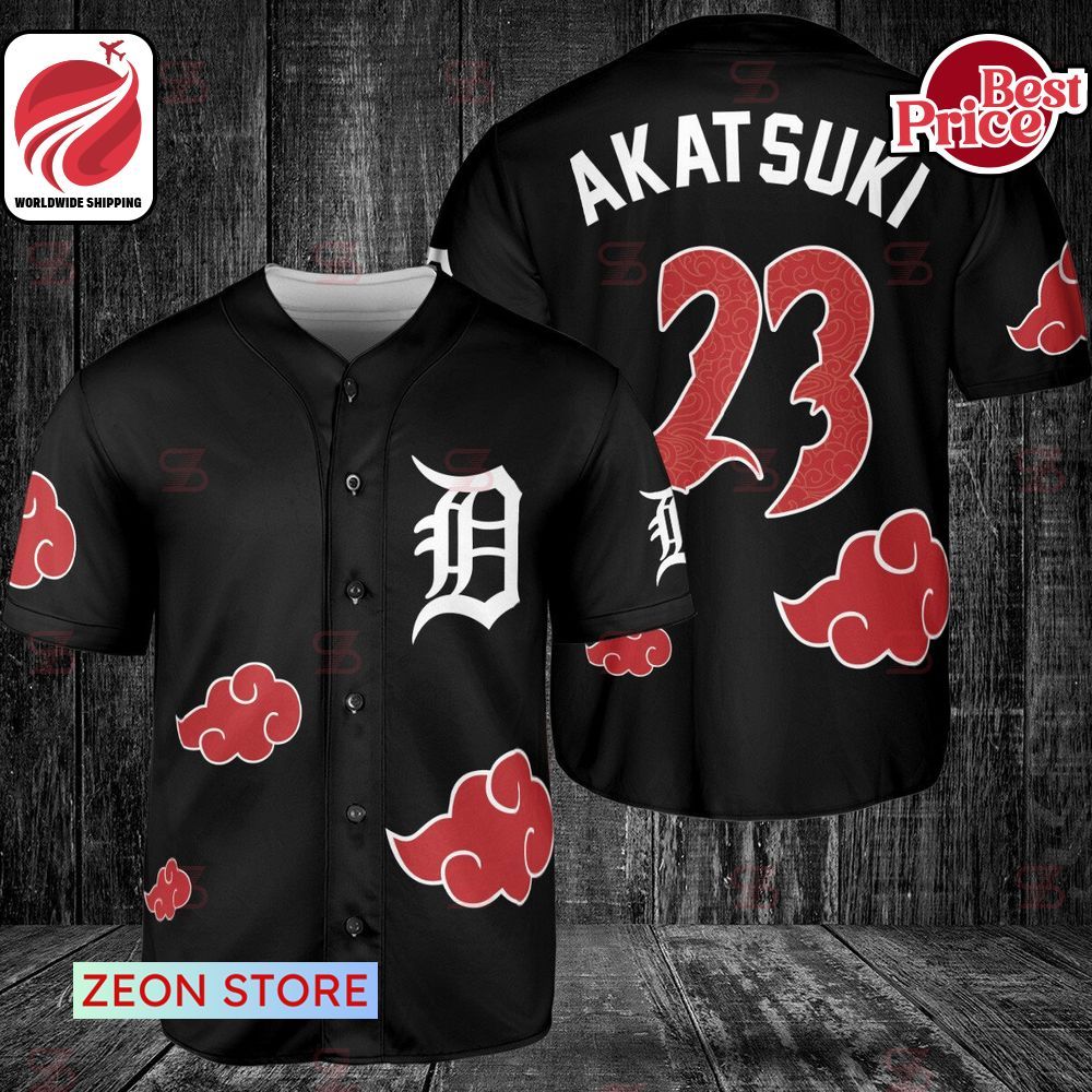 Detroit Tigers Anime Naruto Akatsuki Cloud Baseball Jersey