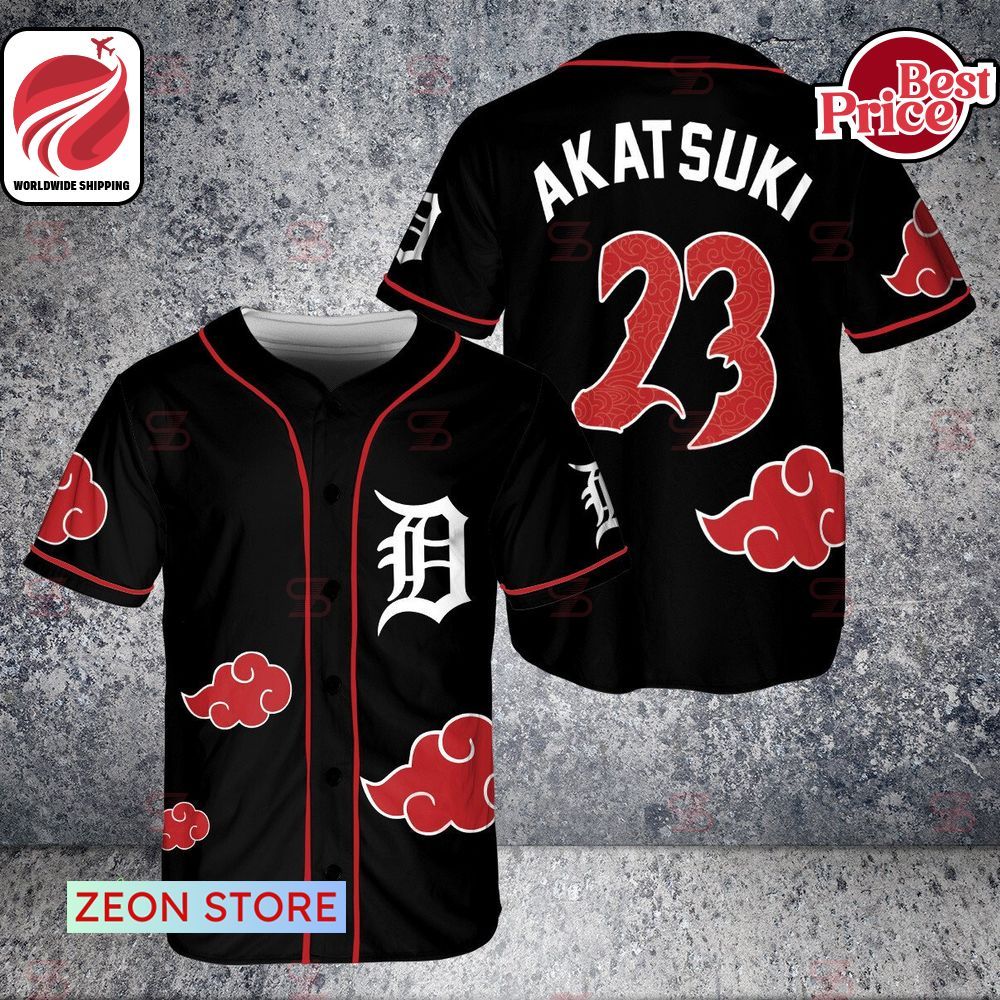 Detroit Tigers Naruto Akatsuki Cloud Baseball Jersey