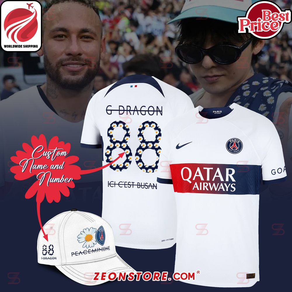G-Dragon Peaceminusone Paris Saint Germain Custom Football Jersey Cap