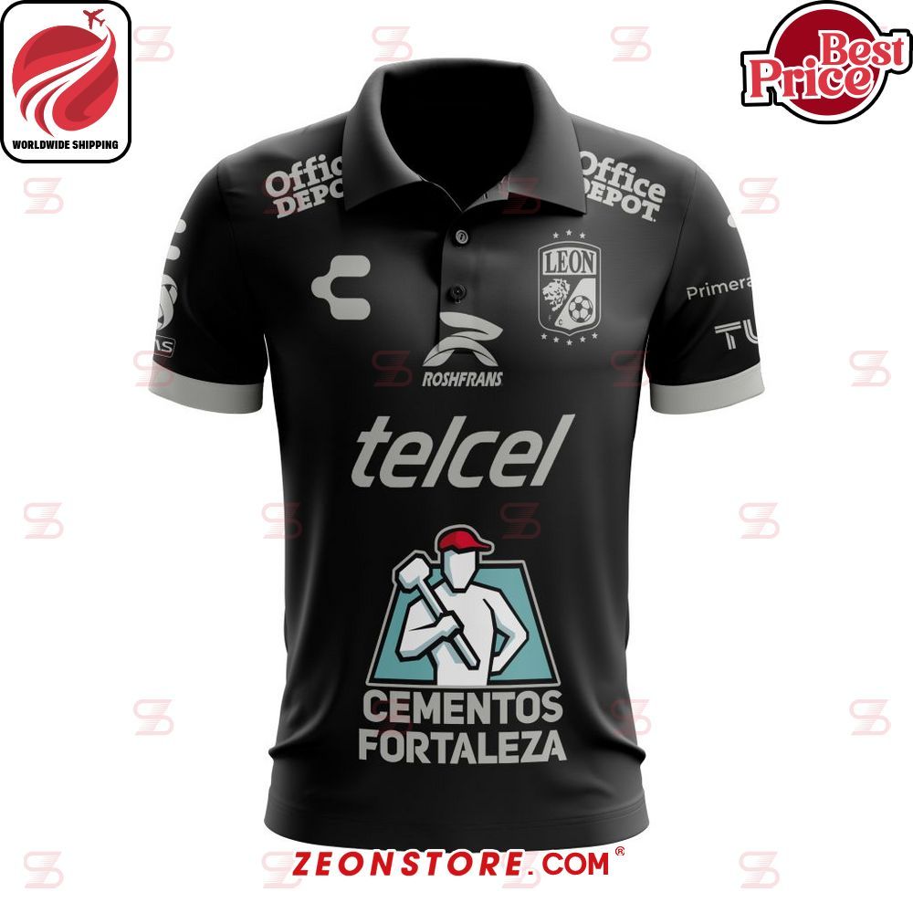 LIGA MX Club Leon Telcel Cementos Fortaleza Black Polo Shirt