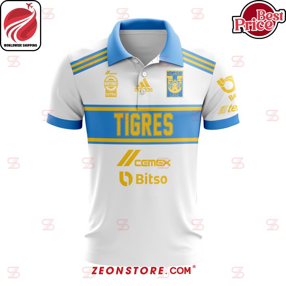 LIGA MX Tigres UANL Cemex Bitso White Polo Shirt