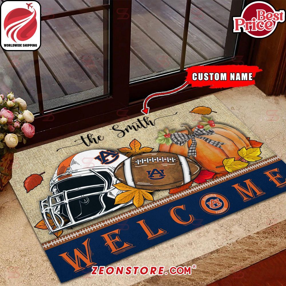 NCAA Auburn Tigers Welcome Fall Football Custom Doormat