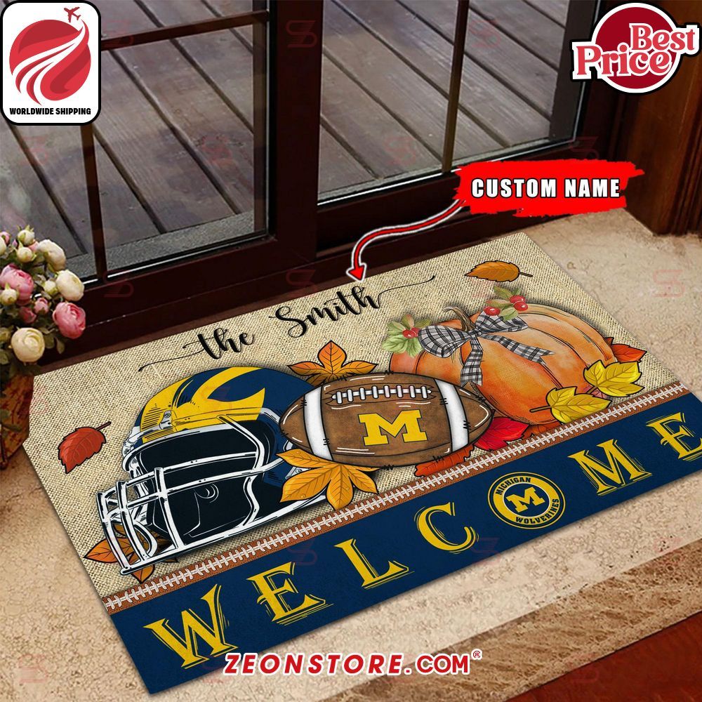 NCAA Michigan Wolverines Welcome Fall Football Custom Doormat