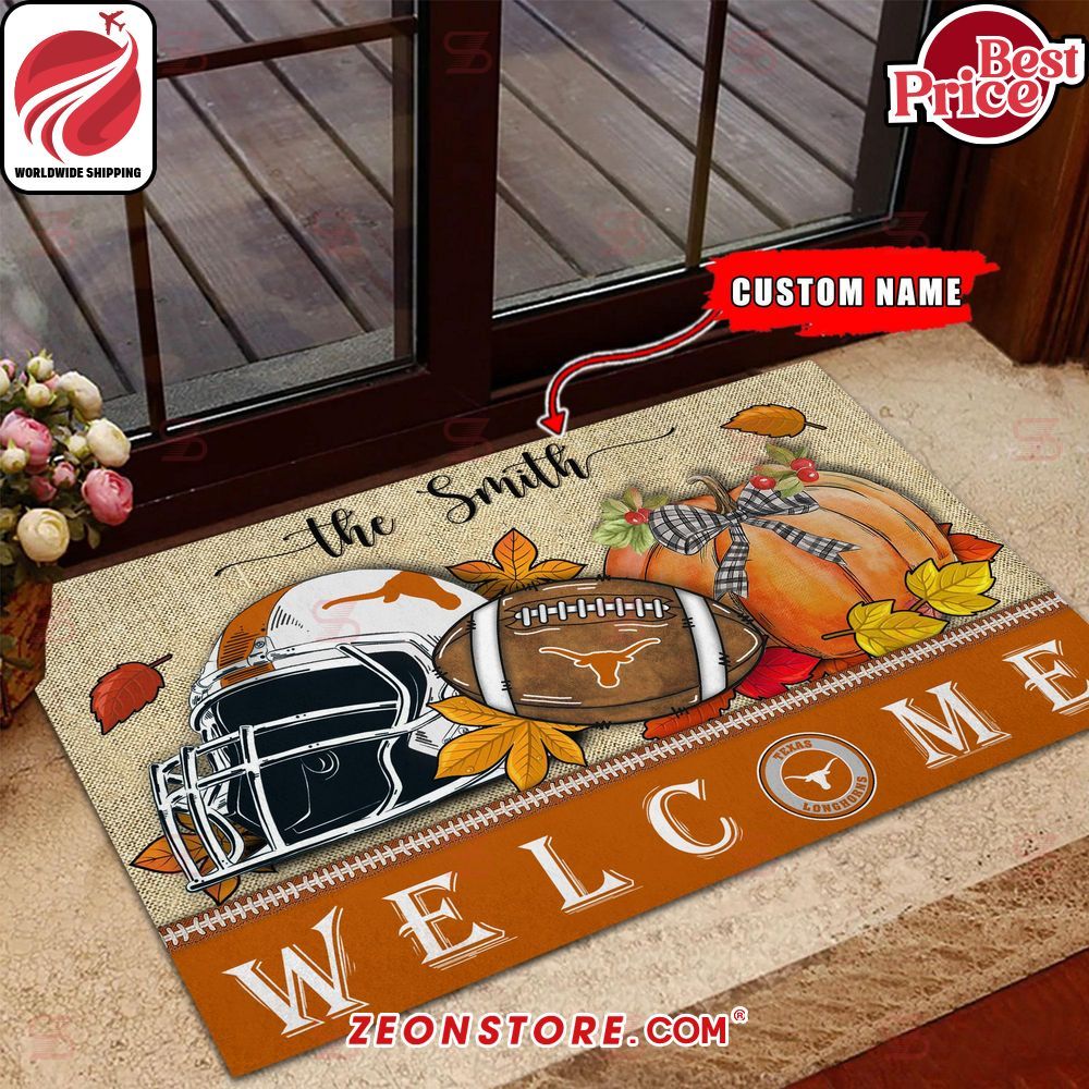 NCAA Texas Longhorns Welcome Fall Football Custom Doormat