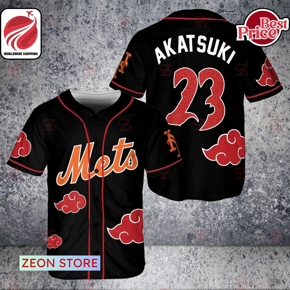 New York Mets Anime Naruto Akatsuki Cloud Baseball Jersey