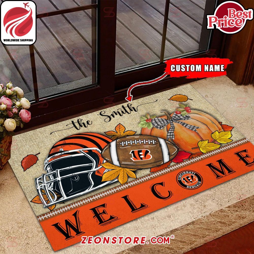 NFL Cincinnati Bengals Welcome Fall Football Custom Doormat