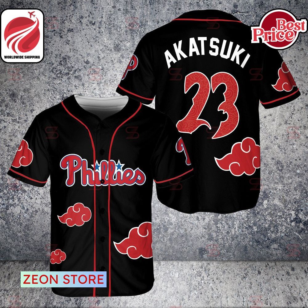 Philadelphia Phillies Anime Naruto Akatsuki Cloud Baseball Jersey