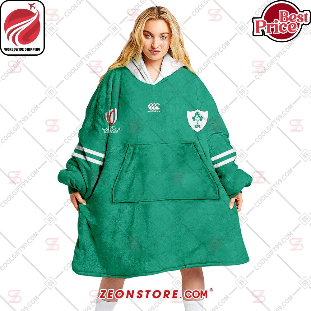 Rugby World Cup 2023 Ireland Rugby Canterbury of New Zealand Custom Hoodie Blanket