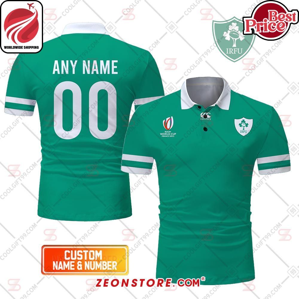 Rugby World Cup 2023 Ireland Rugby Canterbury of New Zealand Custom Polo Shirt