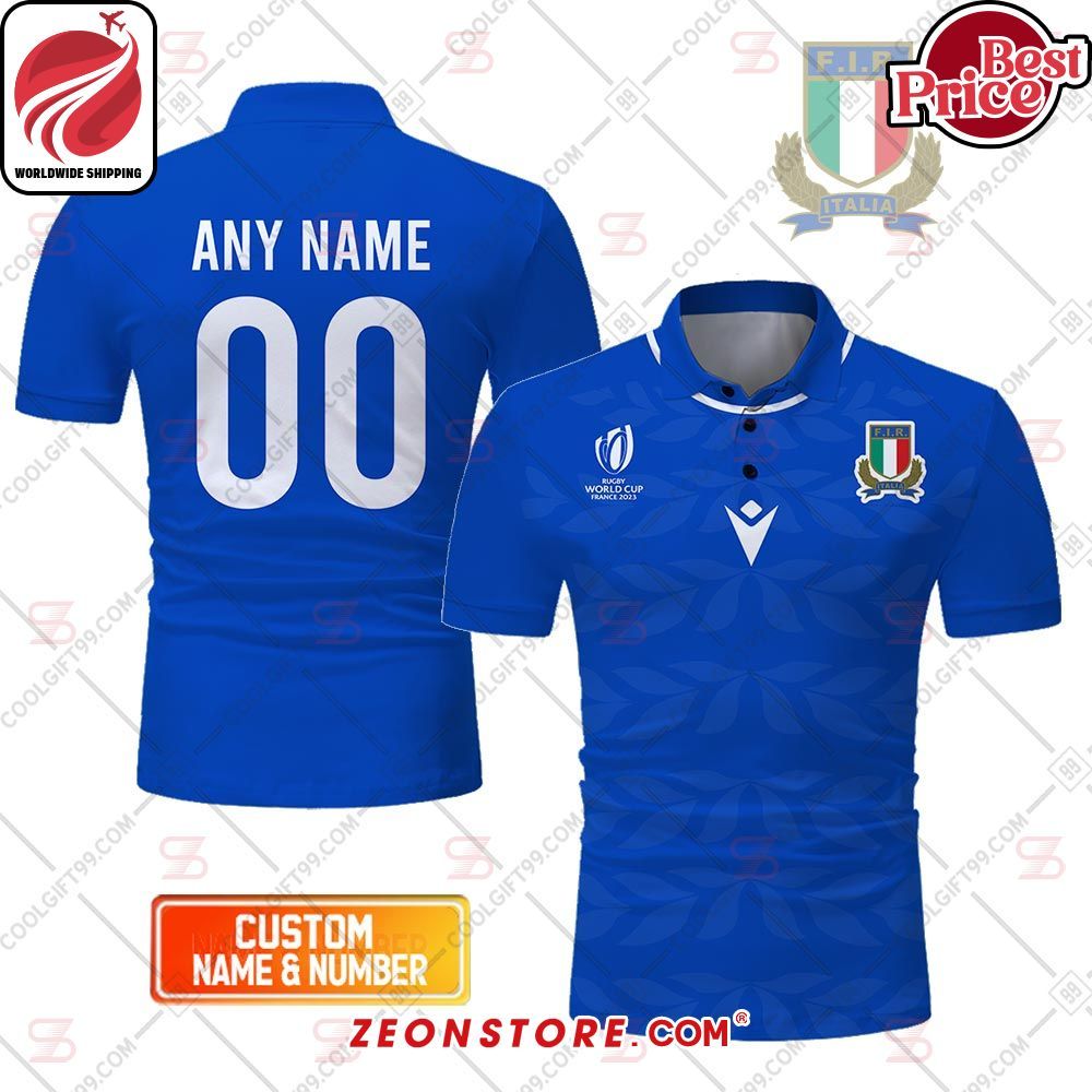 Rugby World Cup 2023 Italy Rugby Macron Custom Polo Shirt