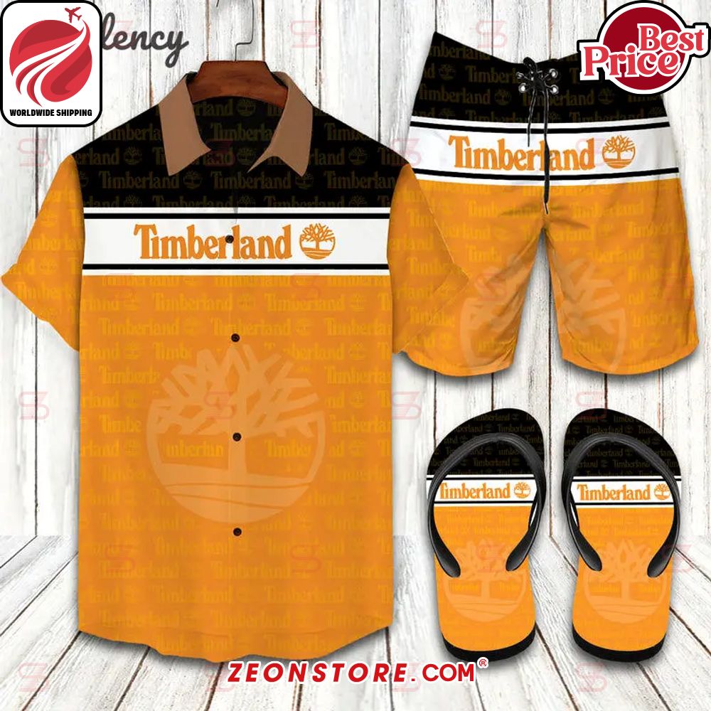 Timberland Orange Hawaiian Shirt Short Flip Flop