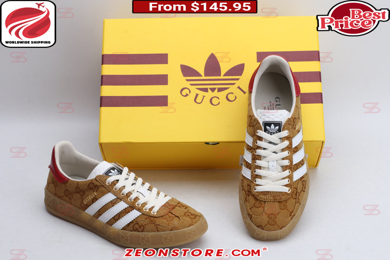 Brown Gucci Adidas Gazelle Shoes - Zeonstore - Global Delivery