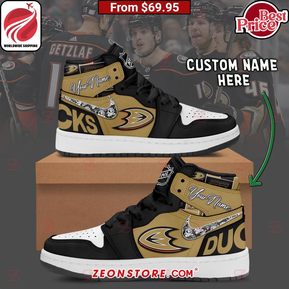 Anaheim Ducks NHL Custom Nike Air Jordan High Top Shoes
