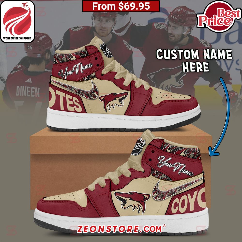 Arizona Coyotes NHL Custom Nike Air Jordan High Top Shoes
