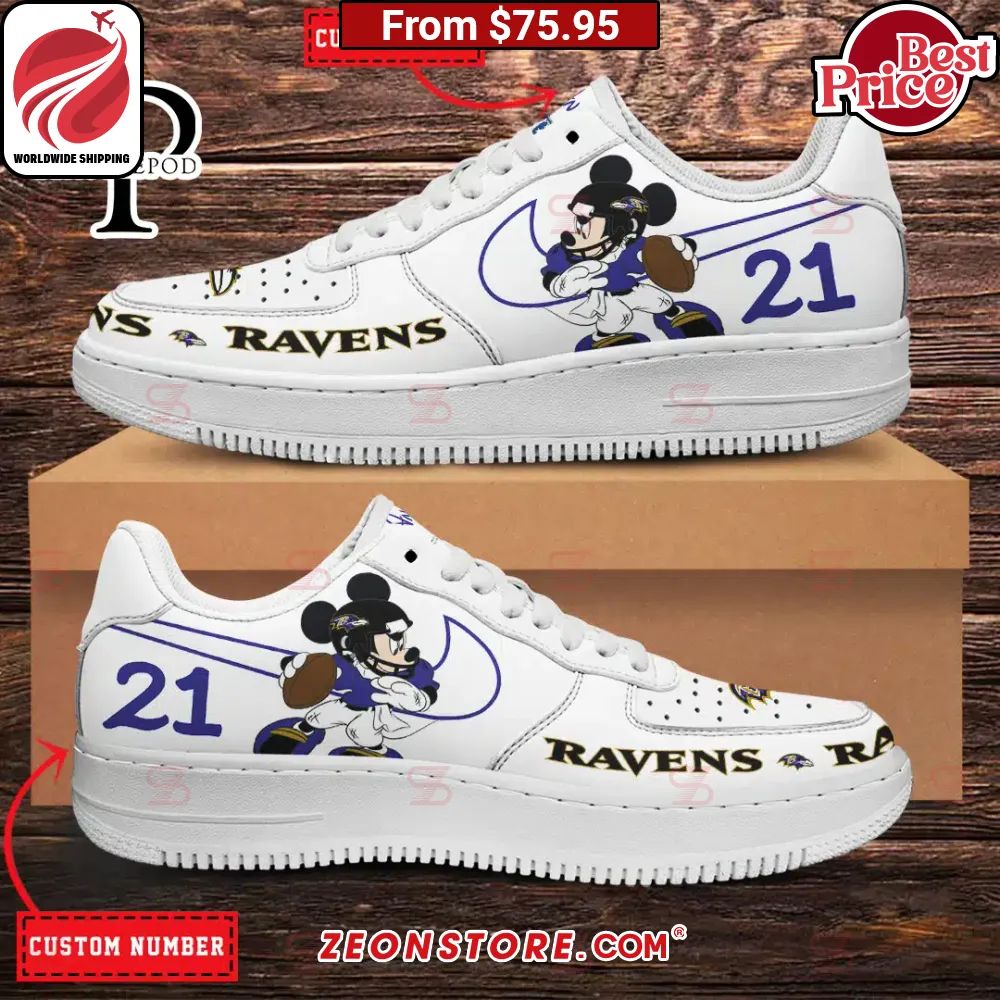 Baltimore Ravens NFL Mickey Mouse Custom Nike Air Force 1 Sneaker