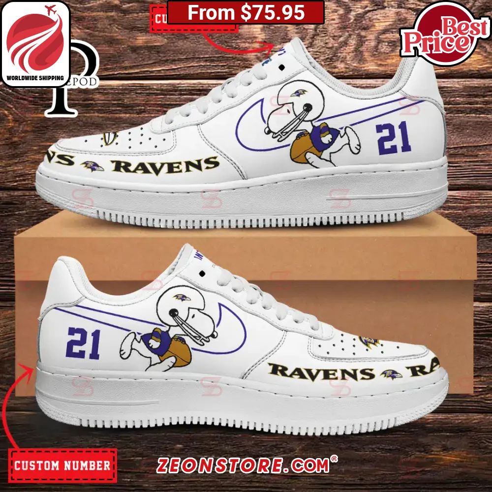 Baltimore Ravens NFL Snoopy Custom Nike Air Force 1 Sneaker