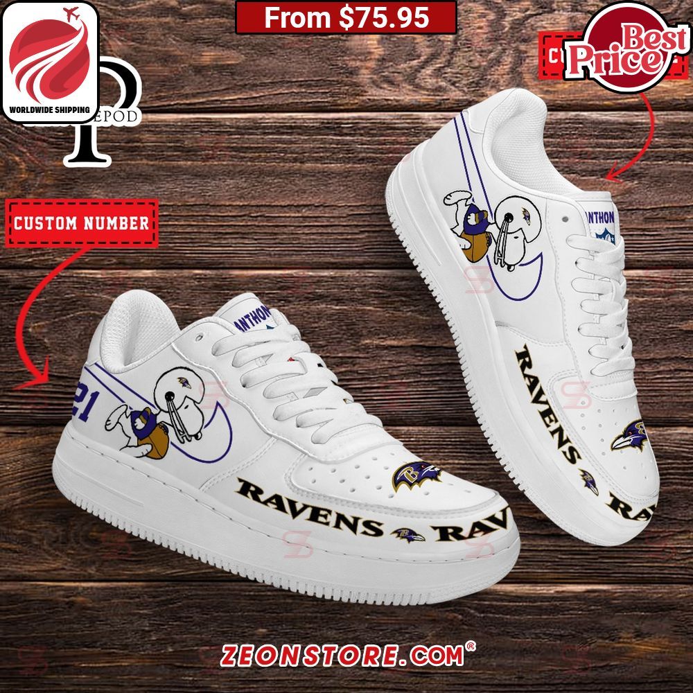Baltimore Ravens NFL Snoopy Custom Nike Air Force 1 Sneaker