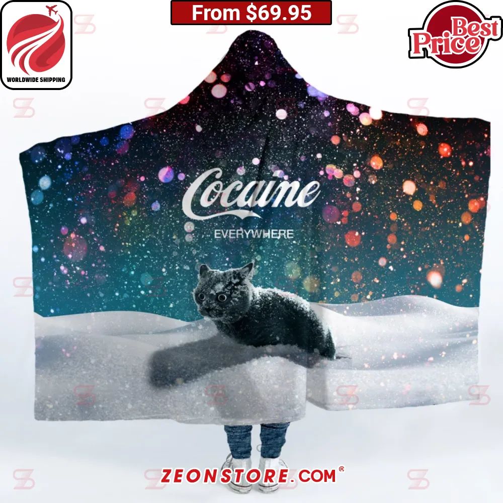Black Cat Cocaine Everywhere Hoodie Blanket