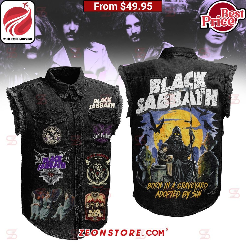 Black Sabbath Born In a Graveyard Denim Vest Jacket