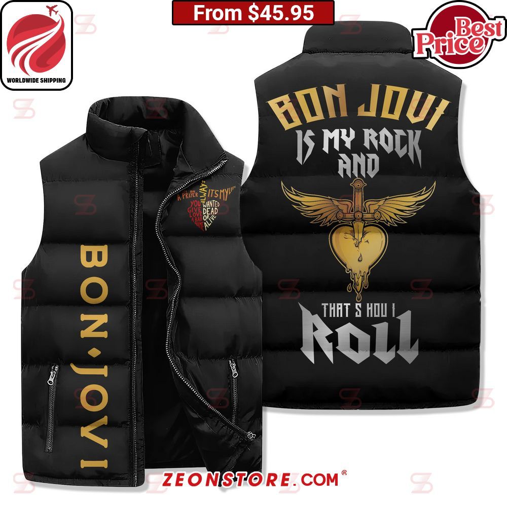 Bon Jovi Is My Rock and Roll Sleeveless Puffer Down Jacket