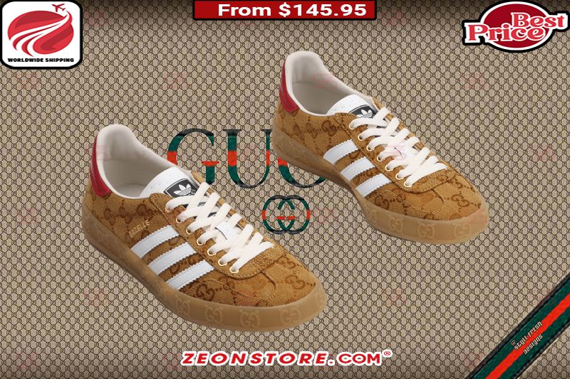 Brown Gucci Adidas Gazelle Shoes - Zeonstore - Global Delivery