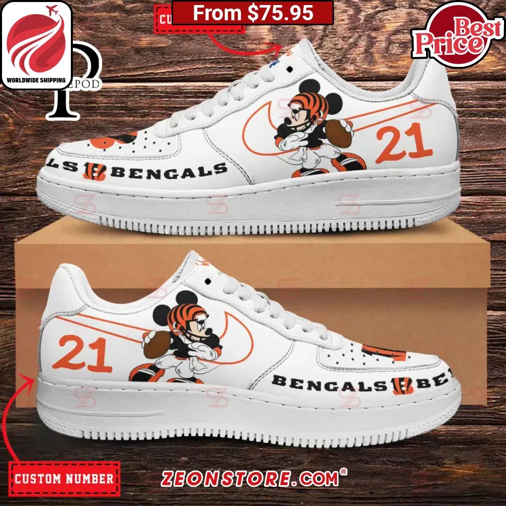 Cincinnati Bengals NFL Mickey Mouse Custom Nike Air Force 1 Sneaker