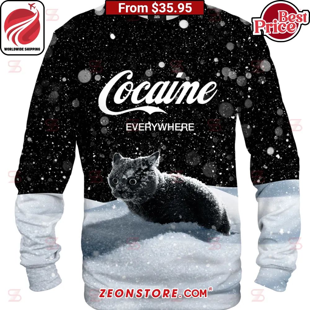 Cocaine Everywhere Black Cat Sweater