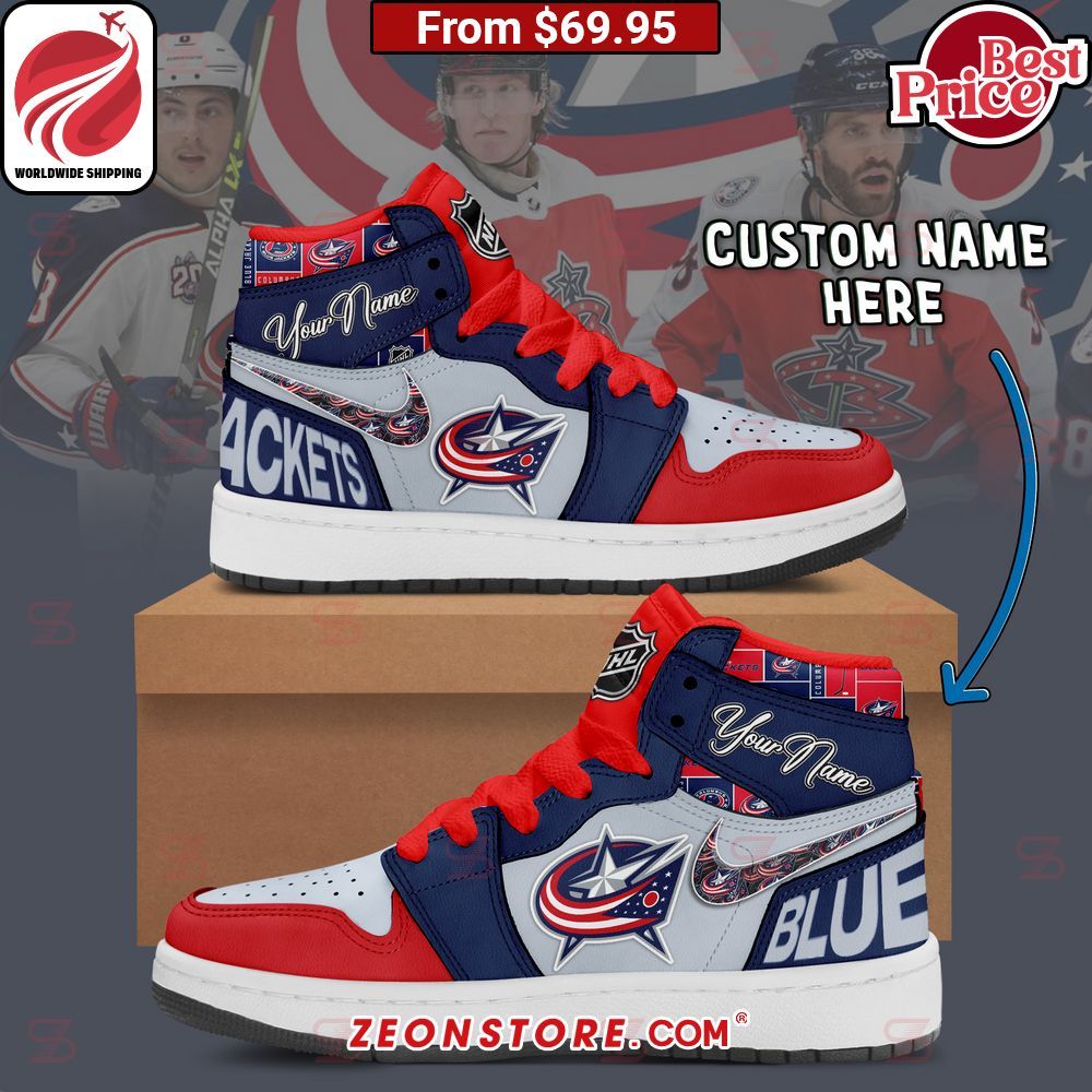 Columbus Blue Jackets NHL Custom Nike Air Jordan High Top Shoes