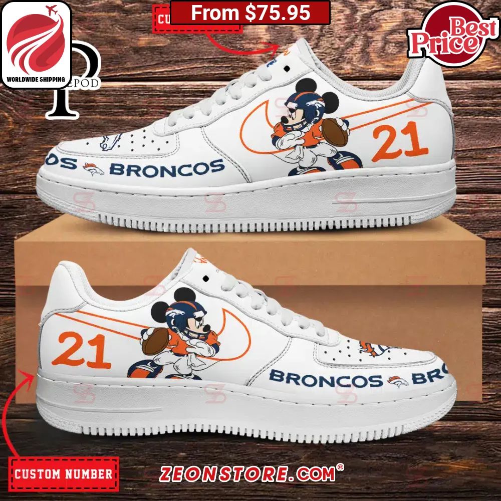 Denver Broncos NFL Mickey Mouse Custom Nike Air Force 1 Sneaker