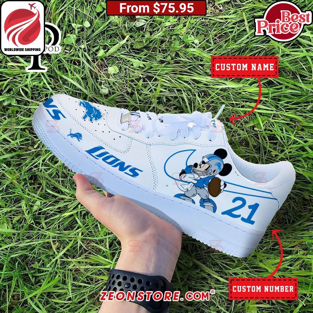 Detroit Lions NFL Mickey Mouse Custom Nike Air Force 1 Sneaker
