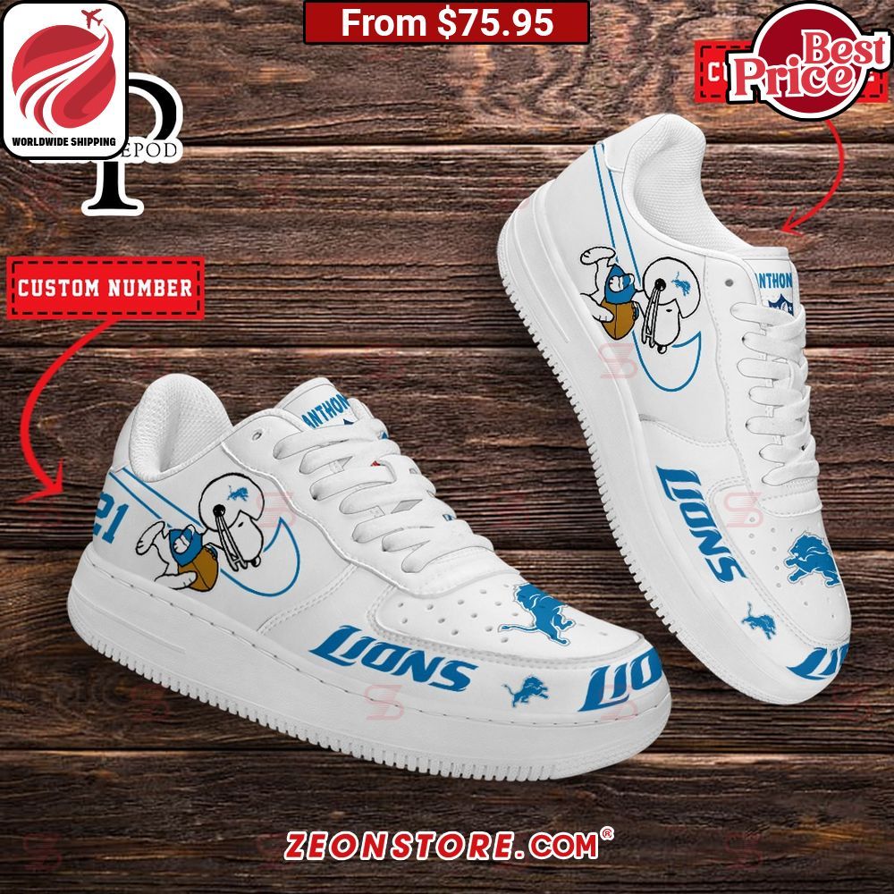 Detroit Lions NFL Snoopy Custom Nike Air Force 1 Sneaker