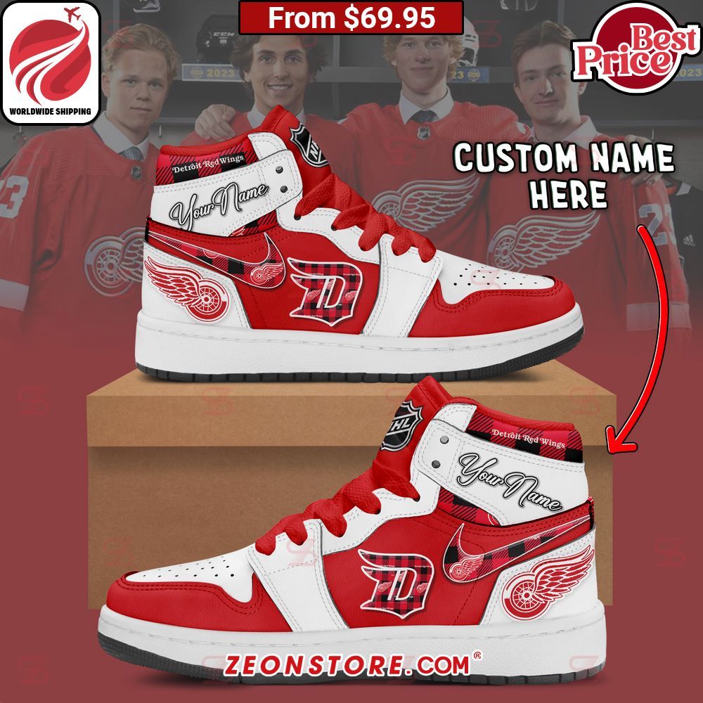 Detroit Red Wings NHL Custom Nike Air Jordan High Top Shoes