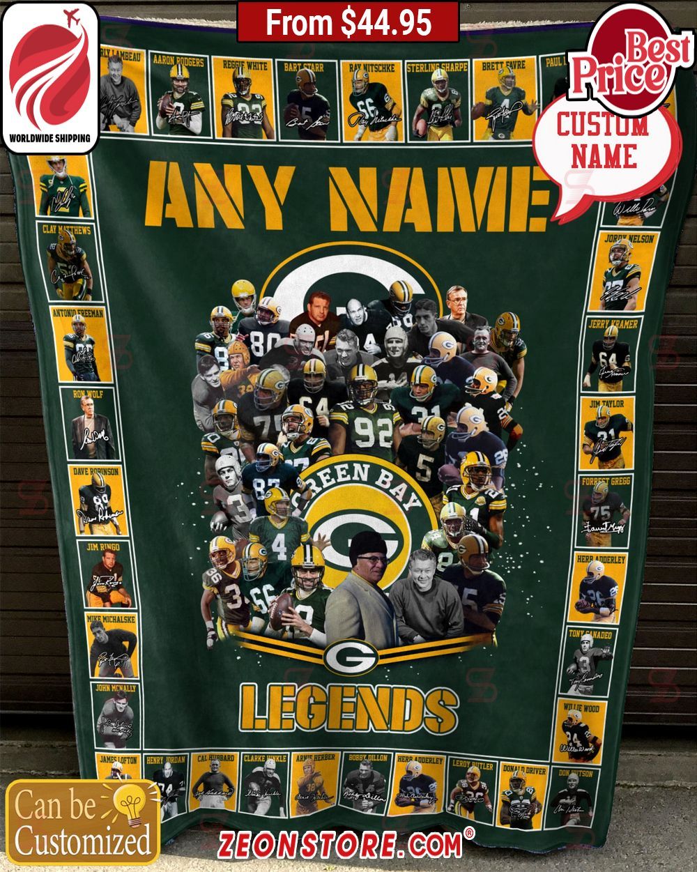 Green Bay Packers Legends Custom Blanket
