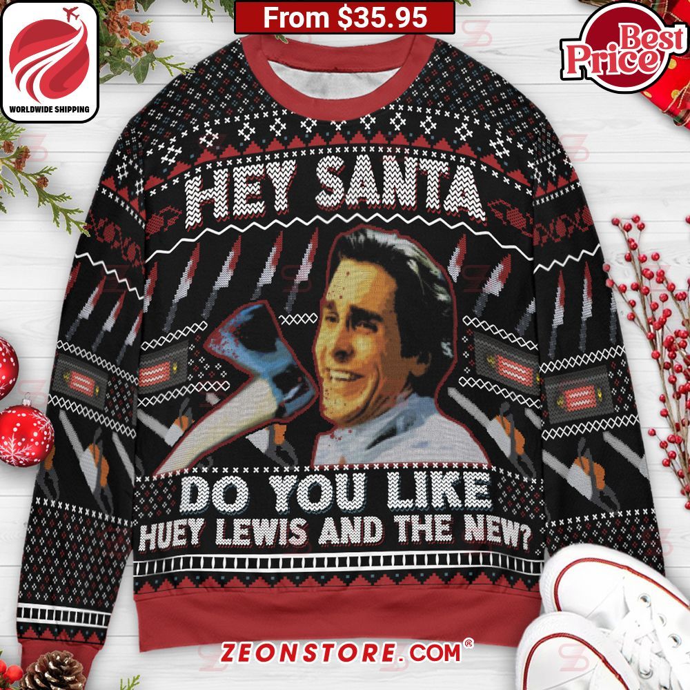 Hey Santa Do You Like Huey Lewis and The News Ugly Christmas Sweater